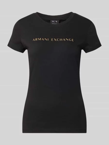 T-shirt o kroju slim fit z czystej bawełny Armani Exchange czarna