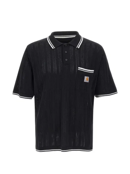 Tricou polo Carhartt Wip ajurat negru