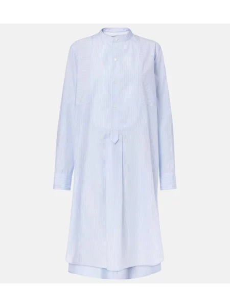 Rochie tip cămașă Bottega Veneta cu dungi de costum albastru