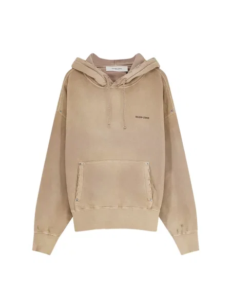 Bluza z kapturem Golden Goose z kapturem z nitami beżowa