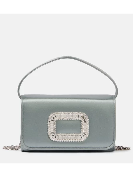 Satenska pisemska torbica Roger Vivier siva