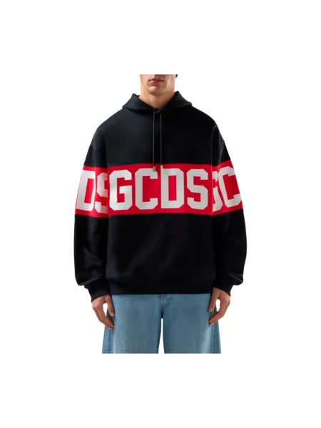 Bluza z kapturem Gcds w paski z logo czarna