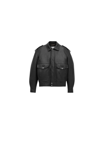 Kurtka skórzana Saint Laurent czarna