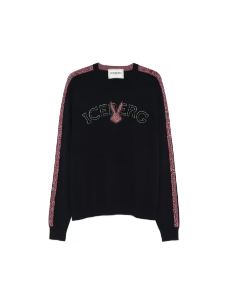 Sweter Iceberg wełniany z logo niebieski