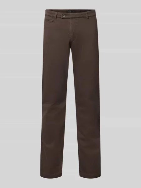 Chinos o kroju slim fit z mieszanki bawełny Bugatti brązowe