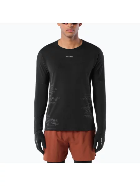 Tricou cu mânecă lungă Salomon alergare negru