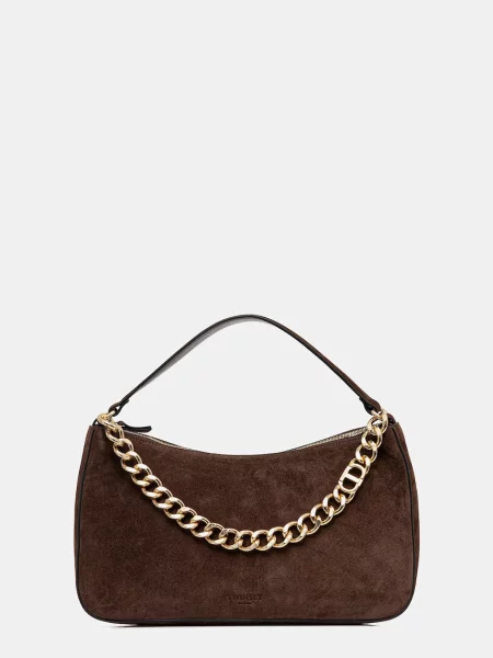 Twinset geantă de mână din piele întoarsă maro