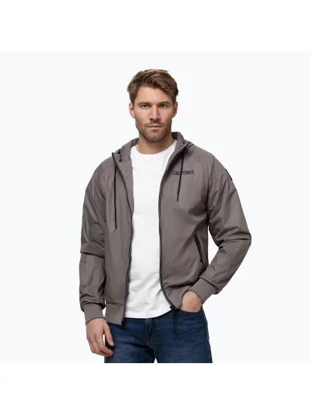 Férfi kabát Pitbull Athletic Logo Hooded taupe. Méret: XXL szürke