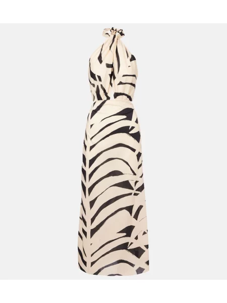 Rochie maxi Johanna Ortiz cu imagine cu gât halter de costum bej