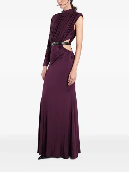 Rochie maxi Self-portrait din jerseu drapată violet