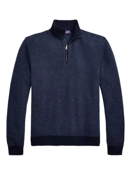 Pulover Ralph Lauren Purple Label de jumătate de fermoar albastru