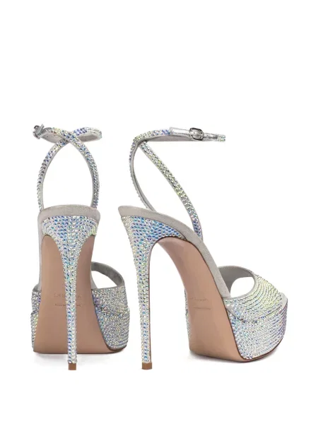 Papuci tip mules Le Silla de cristal argintiu