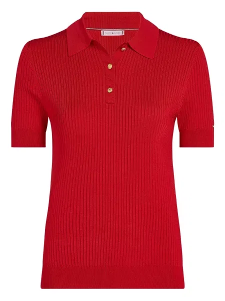 Tricou polo Tommy Hilfiger cu nervuri roșu