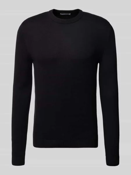 Sweter z dzianiny z okrągłym dekoltem Review czarny