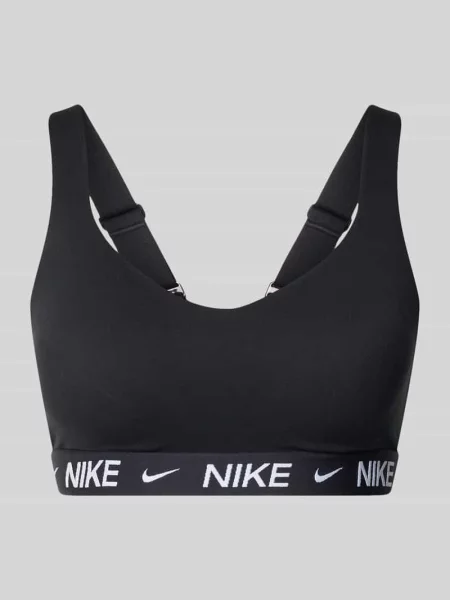 Stanik z detalami z logo i regulowanymi ramiączkami Nike Training czarny