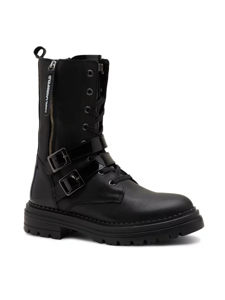 Karl Lagerfeld Kids Bőr magassarkú bokacsizma ANKLE