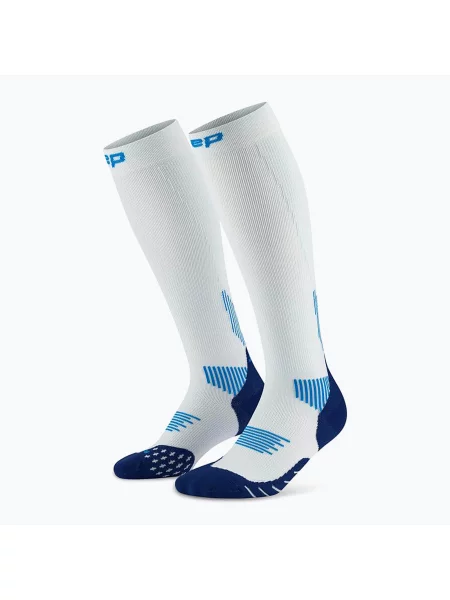 Kompresní ponožky CEP Run Tall ice/blue bílé
