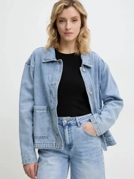 Дънково яке Answear Lab преходен модел синьо