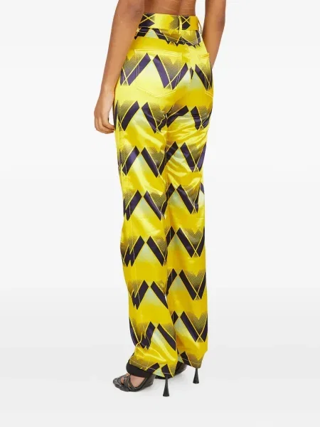 Pantaloni Meryll Rogge din satin cu imagine galben
