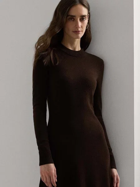 LAUREN RALPH LAUREN Gyapjú ruha barna