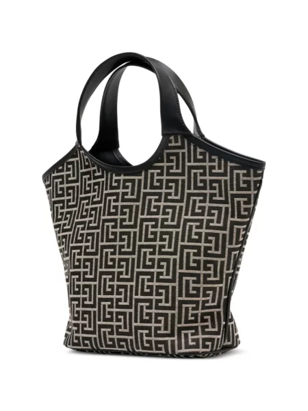 Bőr shopper táska Balmain fekete