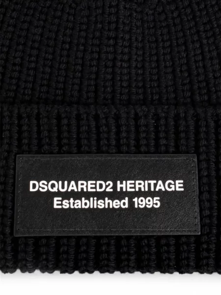 Căciulă Dsquared2 tricotate cu autograf negru