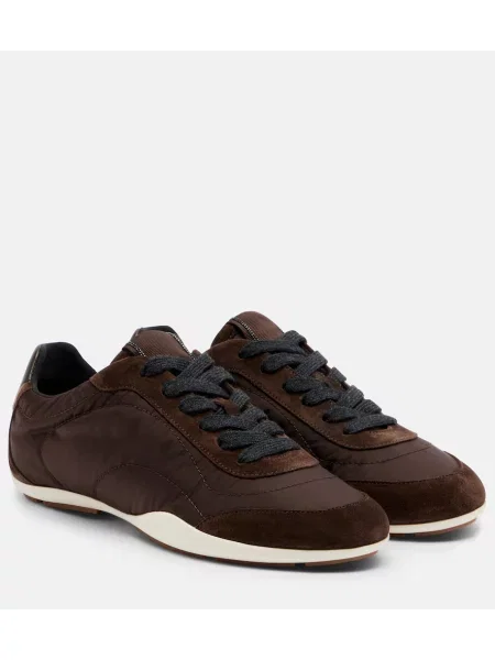 Sneakerși Brunello Cucinelli din piele de căprioară maro