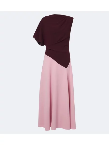 Rochie midi Roksanda asimetrică drapată roz