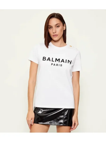 Tricou Balmain cu imagine alb