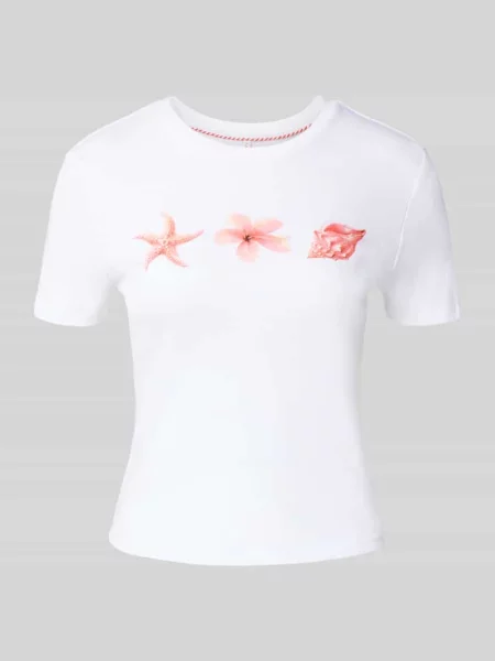T-shirt w kroju regular fit z czystej bawełny ekologicznej model PRINCESS' Only biała
