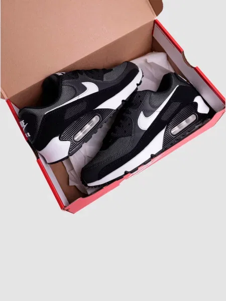 Кожаные повседневные кроссовки Nike Air Max 90 черные