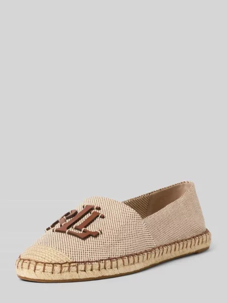 Espadryle z aplikacją z logo model CAMERYN' Lauren Ralph Lauren brązowe
