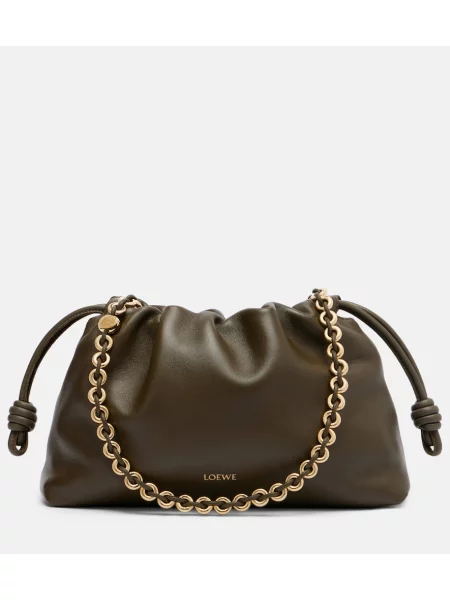 Usnjena pisemska torbica Loewe zelena