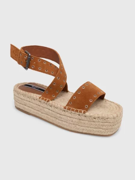 Замшеві сандалі Pepe Jeans на платформі TRACY ANTIQUE коричневий