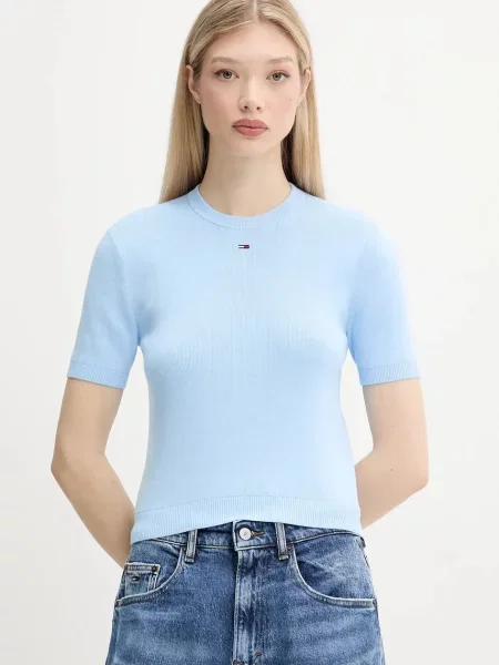 Tommy Jeans pulover cu mânecă scurtă pentru femei din albastru