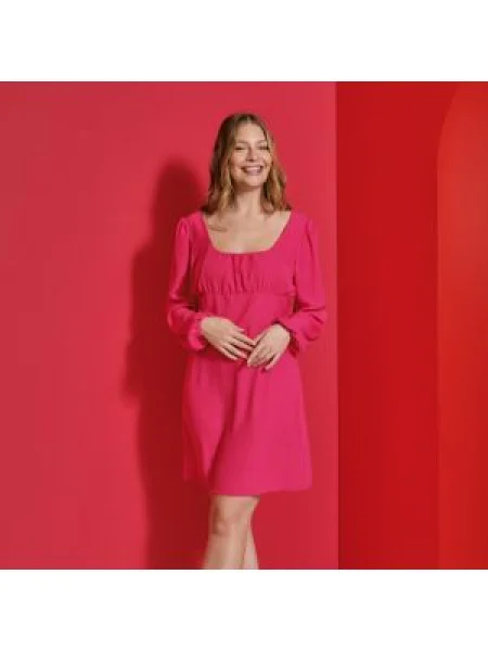 Sinsay Mini šaty s balonovými rukávy Růžová