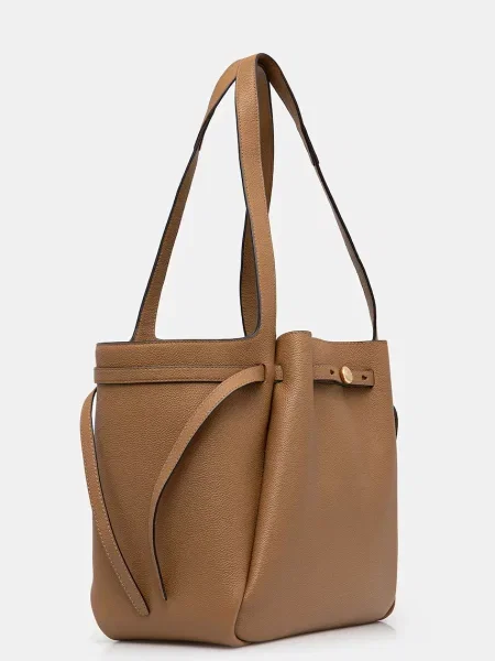 Кожаная сумка Tory Burch бежевая