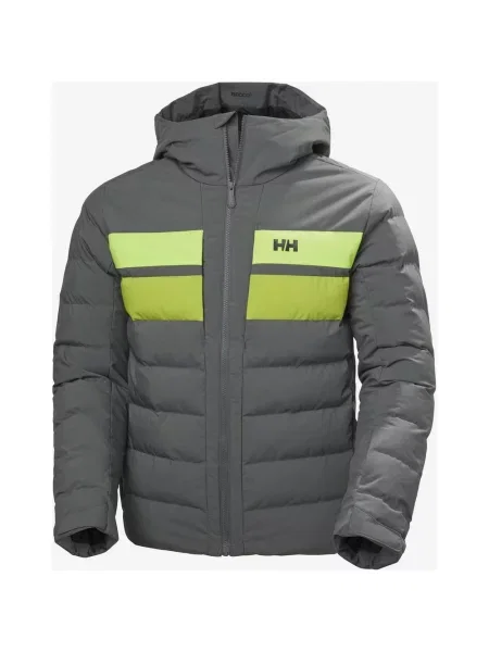 Kurtka z kapturem Helly Hansen Bossanova Puffy Ski Free ciemnoszary żółty fosforyzujący S szara