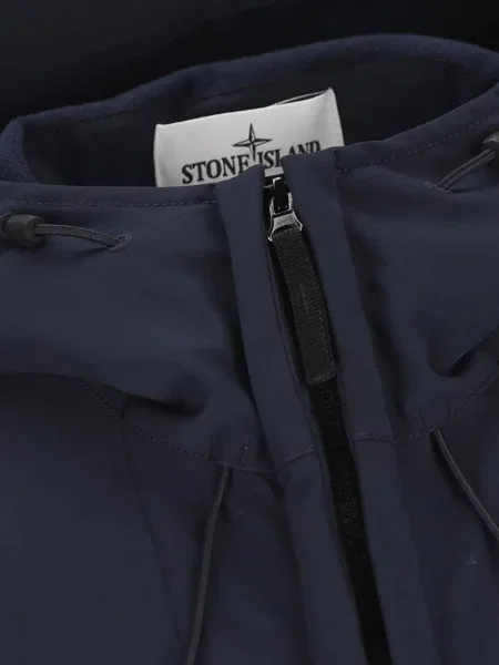 Geacă Stone Island cu glugă cu strasuri albastru
