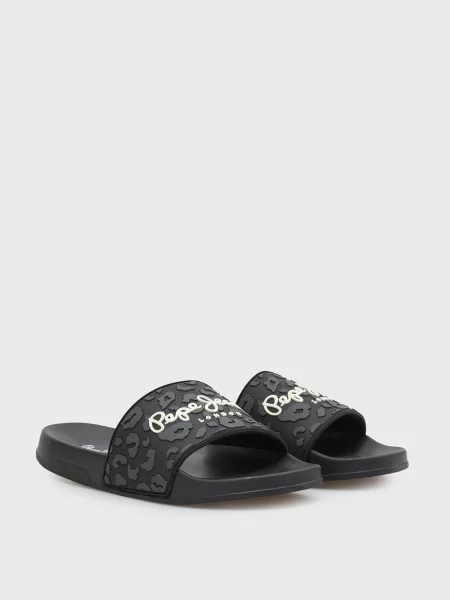 Шлепанцы Pepe Jeans с принтом черные