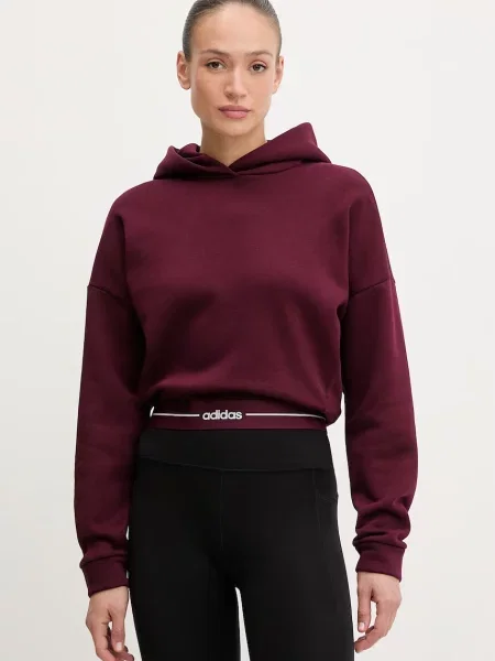 Adidas Performance pulover s kapuco bordo