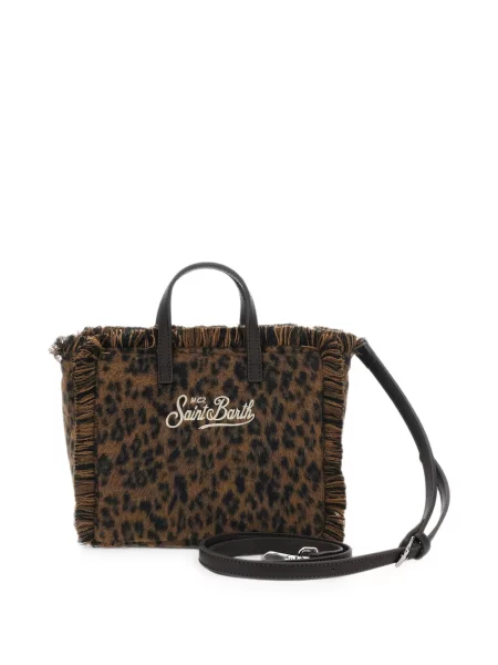 Geantă shopper Mc2 Saint Barth cu imagine cu model leopard maro