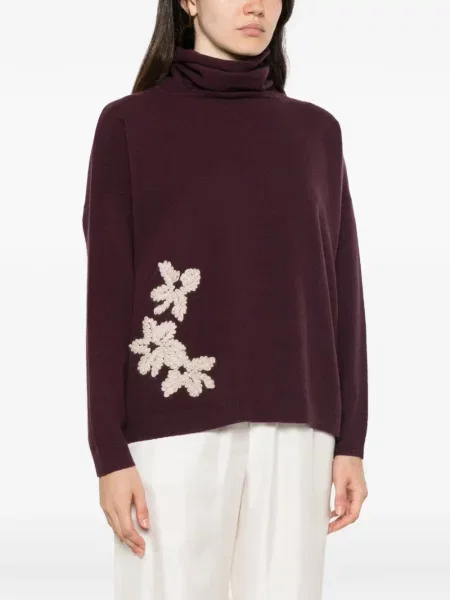 Pulover Whyci Milano cu model floral cu aplicații violet