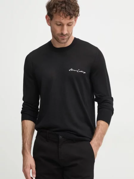 Sweter Armani Exchange wełniany czarny