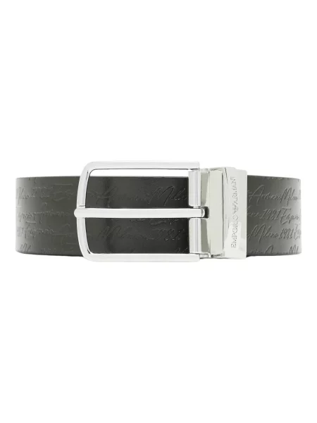 Pasek Emporio Armani skórzany z logo dwustronny czarny