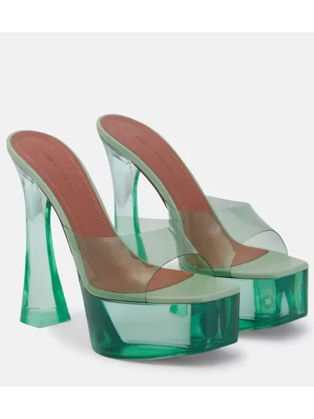 Mules Amina Muaddi s platformo zelena