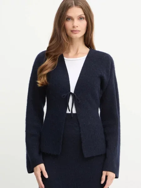 BOSS Orange cardigan din amestec de lână bleumarin light portocaliu