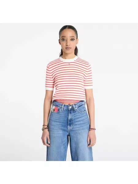 Sweater Tommy Jeans Essential Shortsleeve Sweater Red XS rdeča