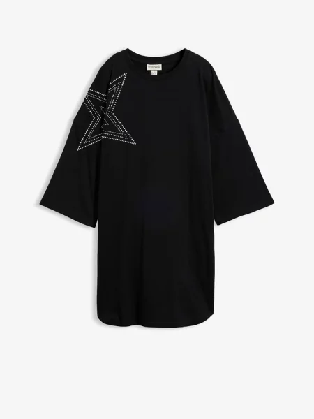Długi T-shirt oversize z czystej bawełny organicznej czarna