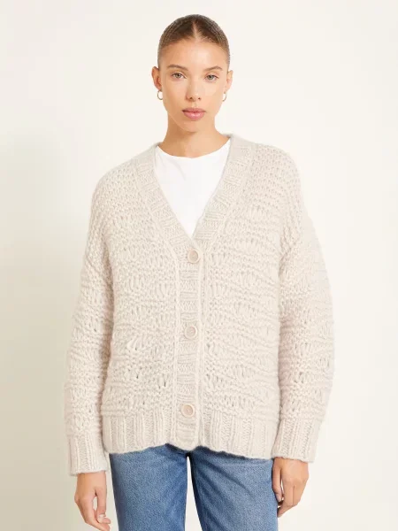 Iris Von Arnim Kardigan Oversize Iris Iconic 50 Z Kaszmirem beige beżowy